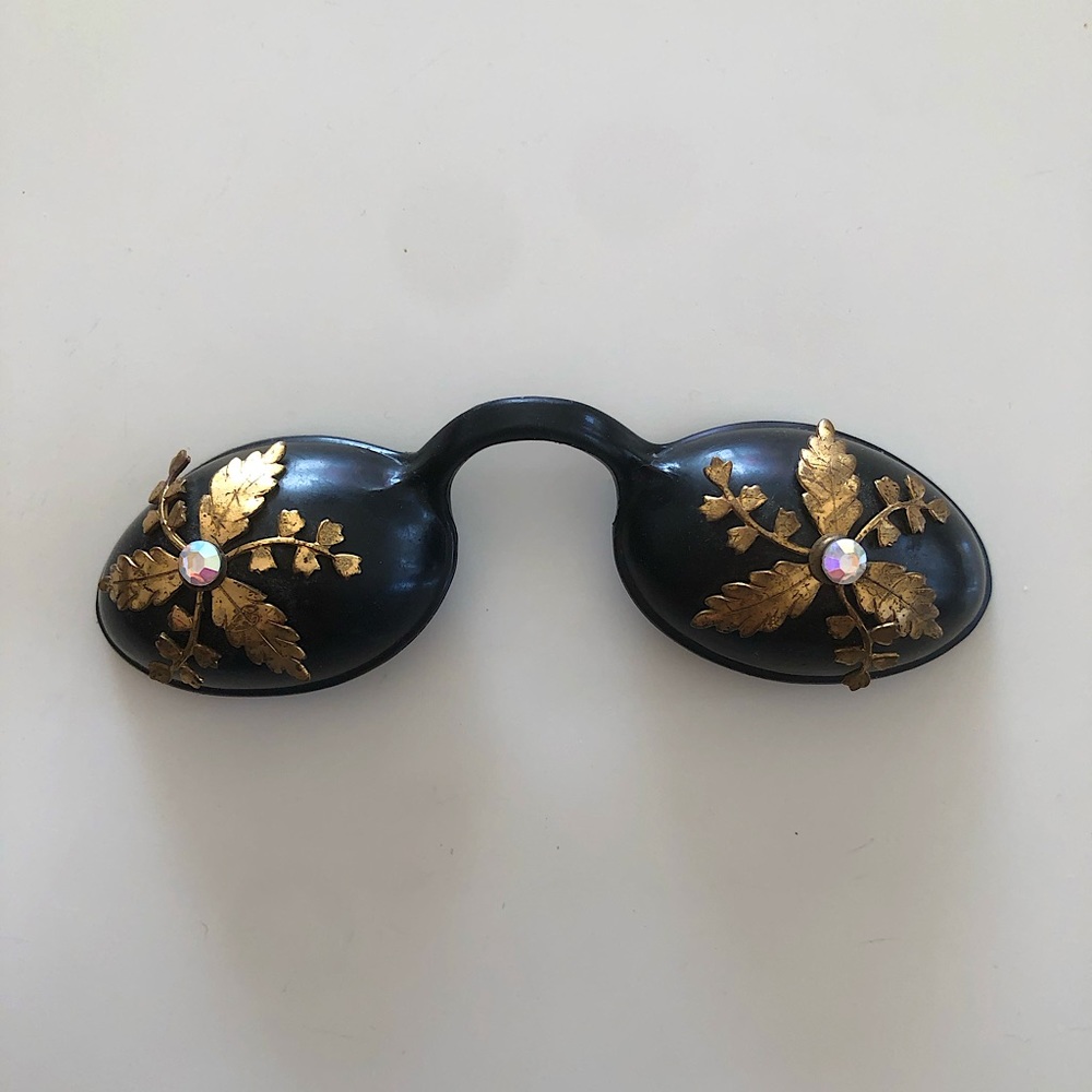 Vintage Tanning Goggles - Black with Brass Embellishment